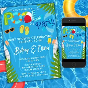 Convite de Chuvada de Bebê Menino de Verão Festa n