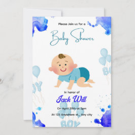 Convite de Chuvada de Bebê MENINO editável AZUL