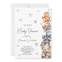 Convite de Chuvada de Bebê Moderno com Animais da 