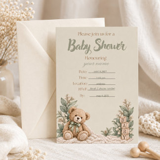 Convite de Chuvada de Bebê Neutro Personalizado