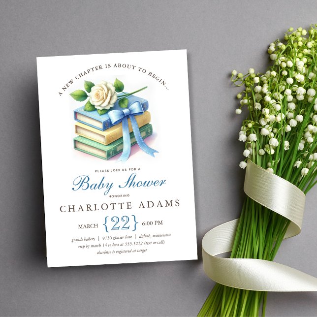 Convite de Chuvada de Bebê Novo Capítulo Fofo (Cute New Chapter Baby Shower Invitation)