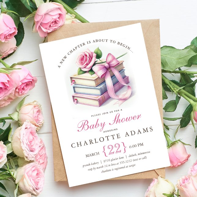 Convite de Chuvada de Bebê Novo Capítulo Fofo (Cute New Chapter Baby Shower Invitation)
