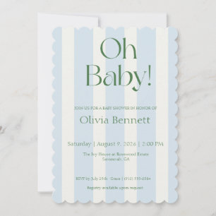 Convite de Chuvada de Bebê Oh Baby Blue Stripe