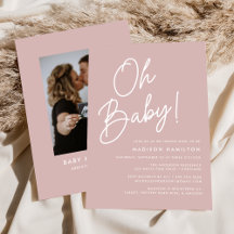 Convite de Chuvada de Bebê Oh Baby Script Rosa Poe