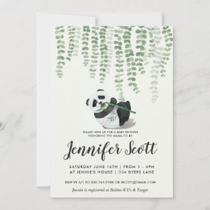 Convite de Chuvada de Bebê Panda na Selva
