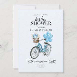 Convite de Chuvada de Bebê para Bicicleta Azul, É 