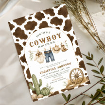 Convite de Chuvada de Bebê Pequeno Cowboy em Negri