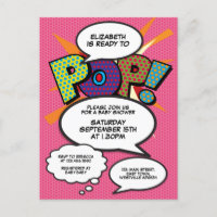 Convite de Chuvada de Bebê Pop Art de Quadrinhos P