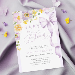 Convite de Chuvada de Bebê Roxo Amarelo