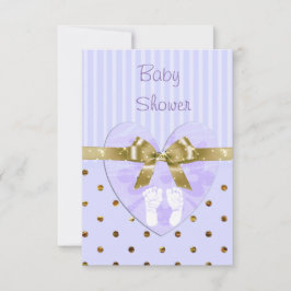 Convite de Chuvada de Bebê Roxo e Dourado