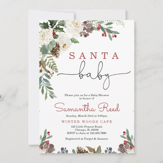 Convite de Chuvada de Bebê Santa Baby (Frente)