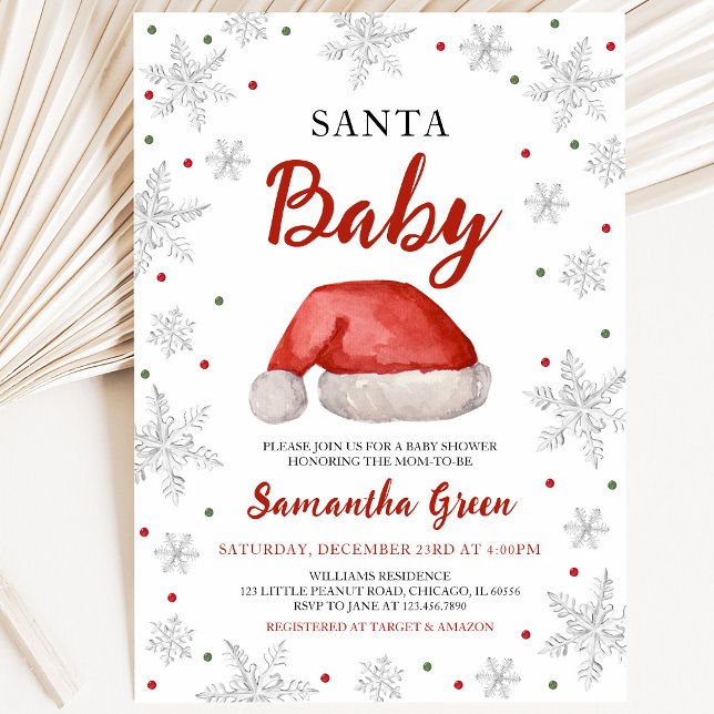 Convite de Chuvada de Bebê Santa Baby (Criador carregado)