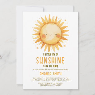 Convite de Chuvada de Bebê Sol Neutro em Gênero