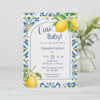 Convite de Chuvada de Bebê Tema Amalfi Ciao Baby