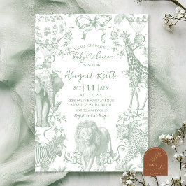 Convite de Chuvada de Bebê Toile Safari Verde Sage