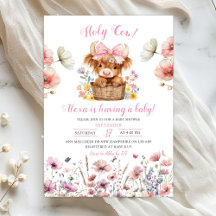 Convite de Chuvada de Bebê Touro Bezerrinho Floral