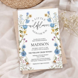 Convite de Chuvada de Bebê Wildflower Azul