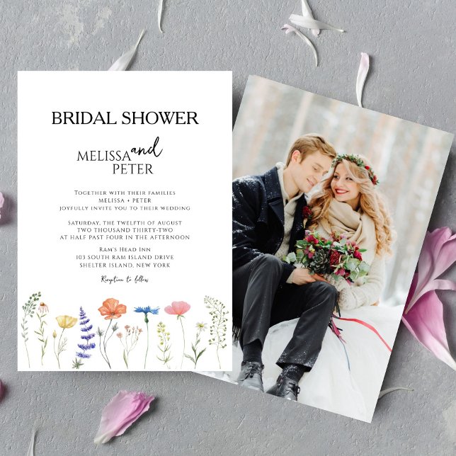 Convite de Chuvada de Noiva Boho Flor de Campo (Criador carregado)