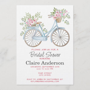 Convite de Chuvada de Presentes de Noiva de Bicicl