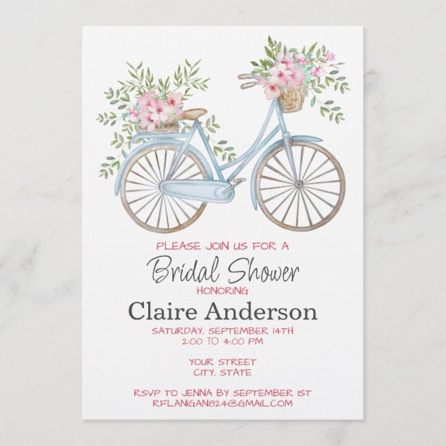 Convite de Chuvada de Presentes de Noiva de Bicicl (Frente)