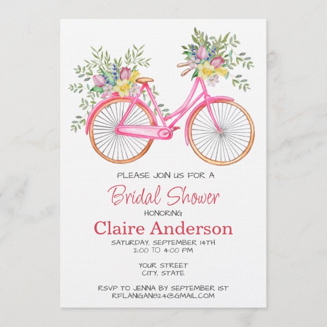 Convite de Chuvada de Presentes de Noiva de Bicicl (Frente)