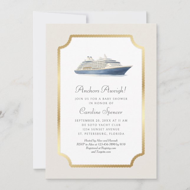 Convite de Chuvada de Presentes para Bebê Náutico  (Frente)