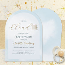 Convite de Chuvade Bebê Azul Celestial Cloud 9