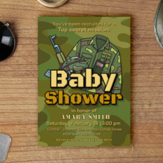 Convite de Chuvade Bebê do Exército