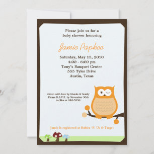 Convite de Chuvade Bebê Pop Owl Nature 5x7