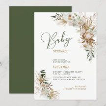 Convite de Chuveirinho de Bebê Botânico Boho Verde