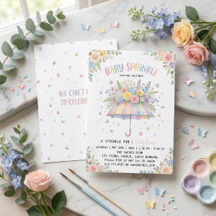 Convite de Chuveirinho de Bebê Floral Guarda-Chuva