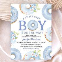 Convite de Chuveirinho de Bebê Menino Azul Xadrez 