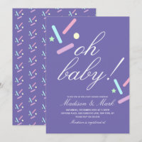 Convite de Chuveirinho Flutuante Minimalista Roxo
