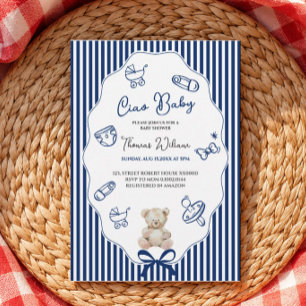 Convite de chuveiro baby blue Ciao bambino