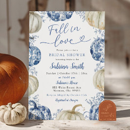 Convite de Chuveiro Blue Chinoiserie Pumpkin Fall 