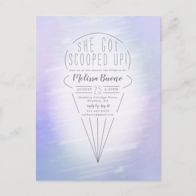 Convite de Chuveiro com Tema de Sorvete Recheado (Frente)