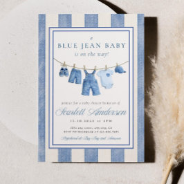Convite de Chuveiro de Bebê Blue Jean, Decoração d