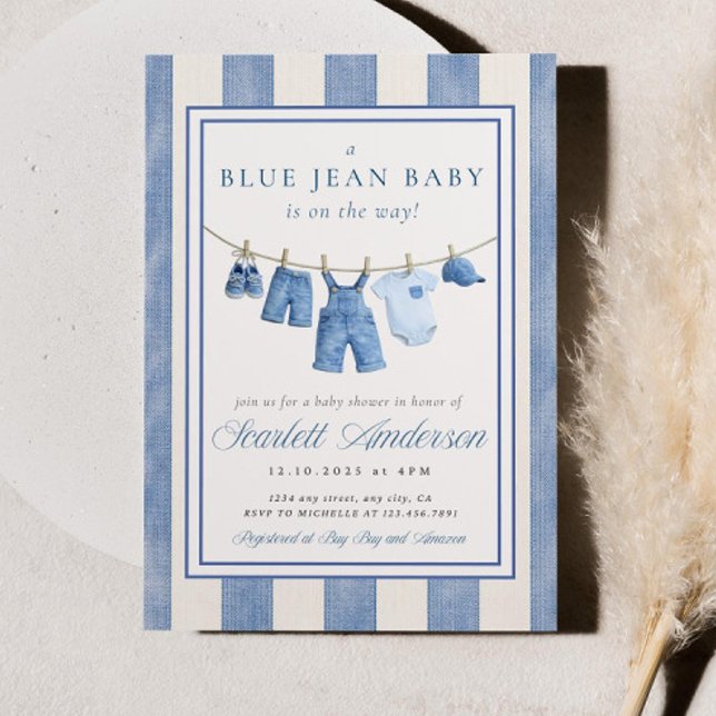 Convite de Chuveiro de Bebê Blue Jean, Decoração d (Criador carregado)