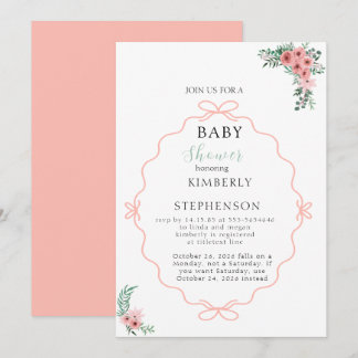 Convite de Chuveiro de Bebê Boho com Grama Pampas