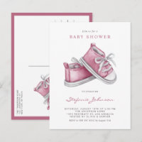 Convite de Chuveiro de Bebê Botinhas de Bebê Rosa
