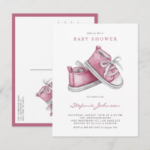 Convite de Chuveiro de Bebê Botinhas de Bebê Rosa