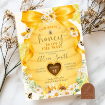 Convite de Chuveiro de Bebê Bow Daisy Sunflower Ho