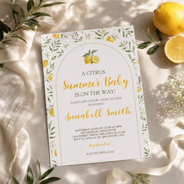Convite de Chuveiro de Bebê Citrus Lemon (Criador carregado)