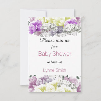 Convite de Chuveiro de Bebê com Buquê Floral Varia
