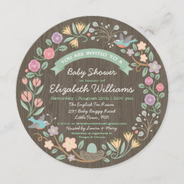 Convite de Chuveiro de Bebê com Coroa Floral da Fl