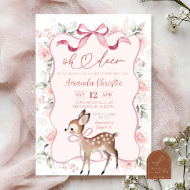 Convite de Chuveiro de Bebê Coquette Ribbon Floral