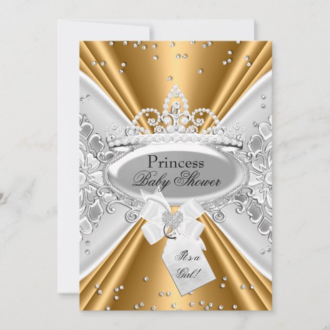 Convite de Chuveiro de Bebê Coroa de Princesa Prat (Frente)