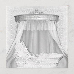 Convite de Chuveiro de Bebê Elegante Branco Puro