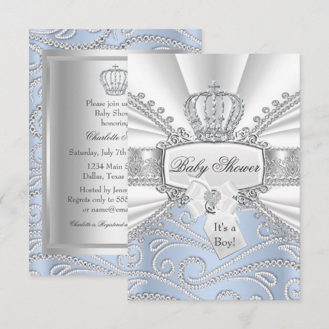 Convite de Chuveiro de Bebê Elegante Pequeno Prínc (Frente/Verso)