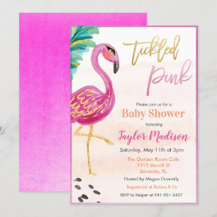 Convite de Chuveiro de Bebê Flamingo Aquarela